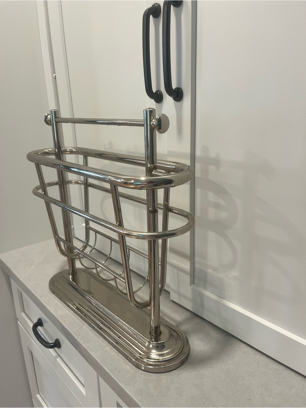 Pottery Barn Bennett Chrome Silver Metal Magazine Rack Holder - Picture 3 of 9